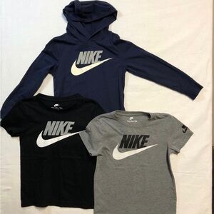 Nike with Nike Logos Kids' Black, Gray, and Navy Shirts & Hoodie Bundle Set